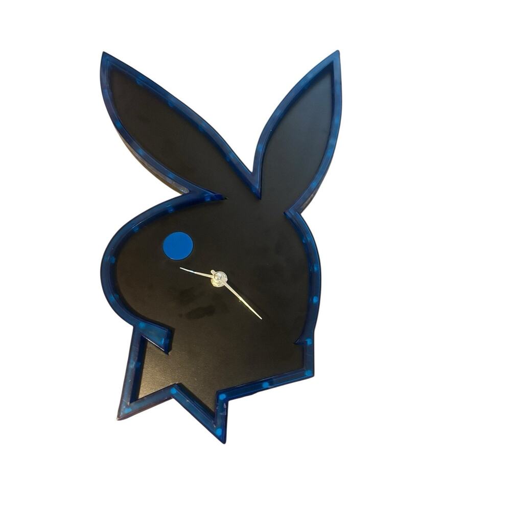 Spencer's 2003 Playboy Bunny Neon Light Up Blue Wall Clock Bar Sign Y2K Works!!!